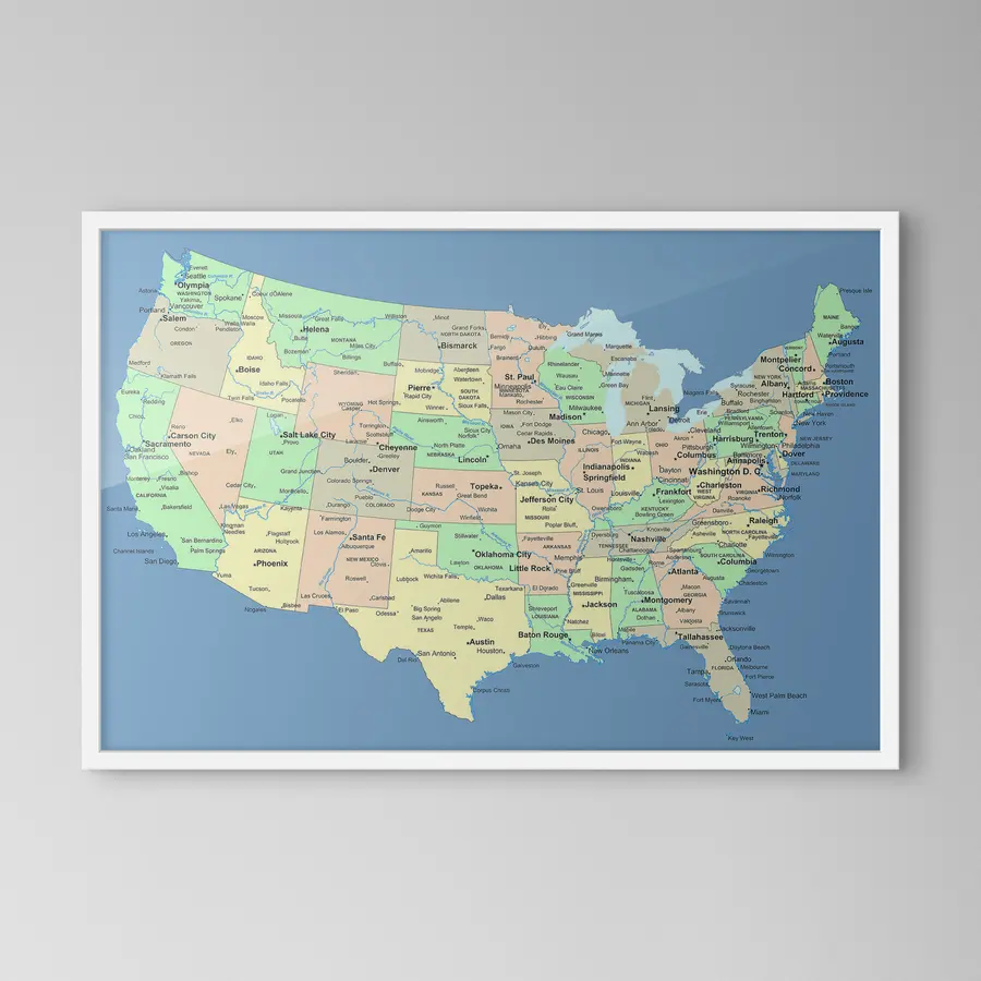 murales de pared Mapa de Estados Unidos f09911