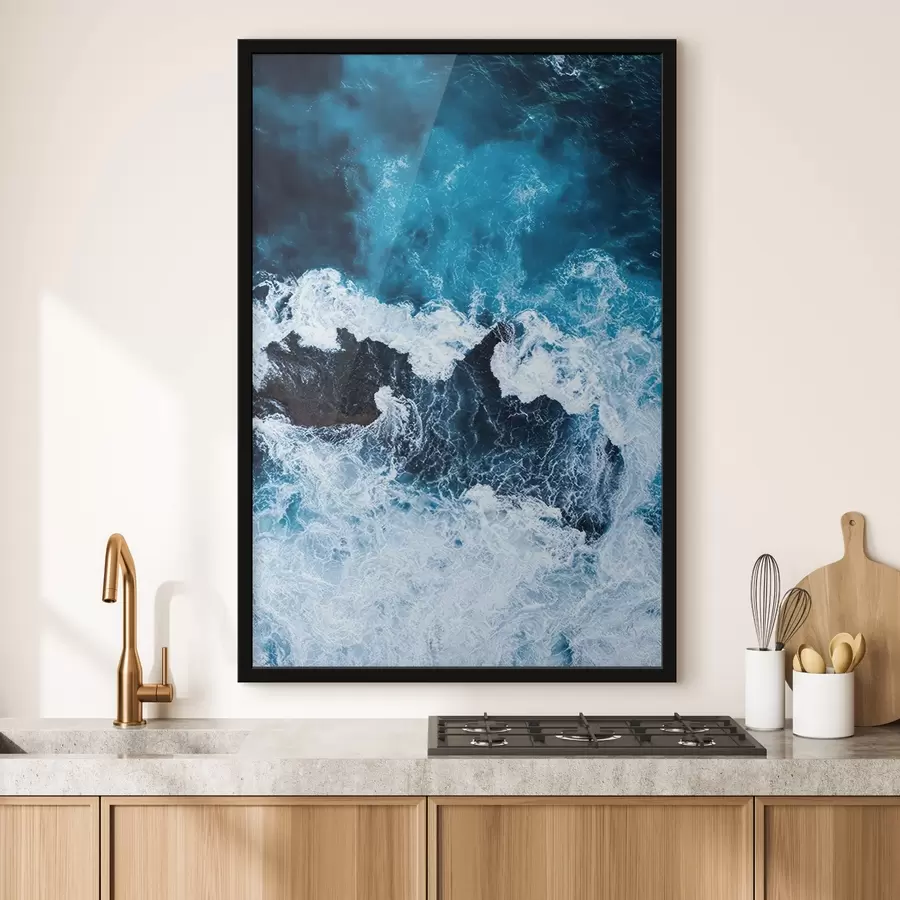 murales de pared Olas danzando sobre costas rocosas f21429