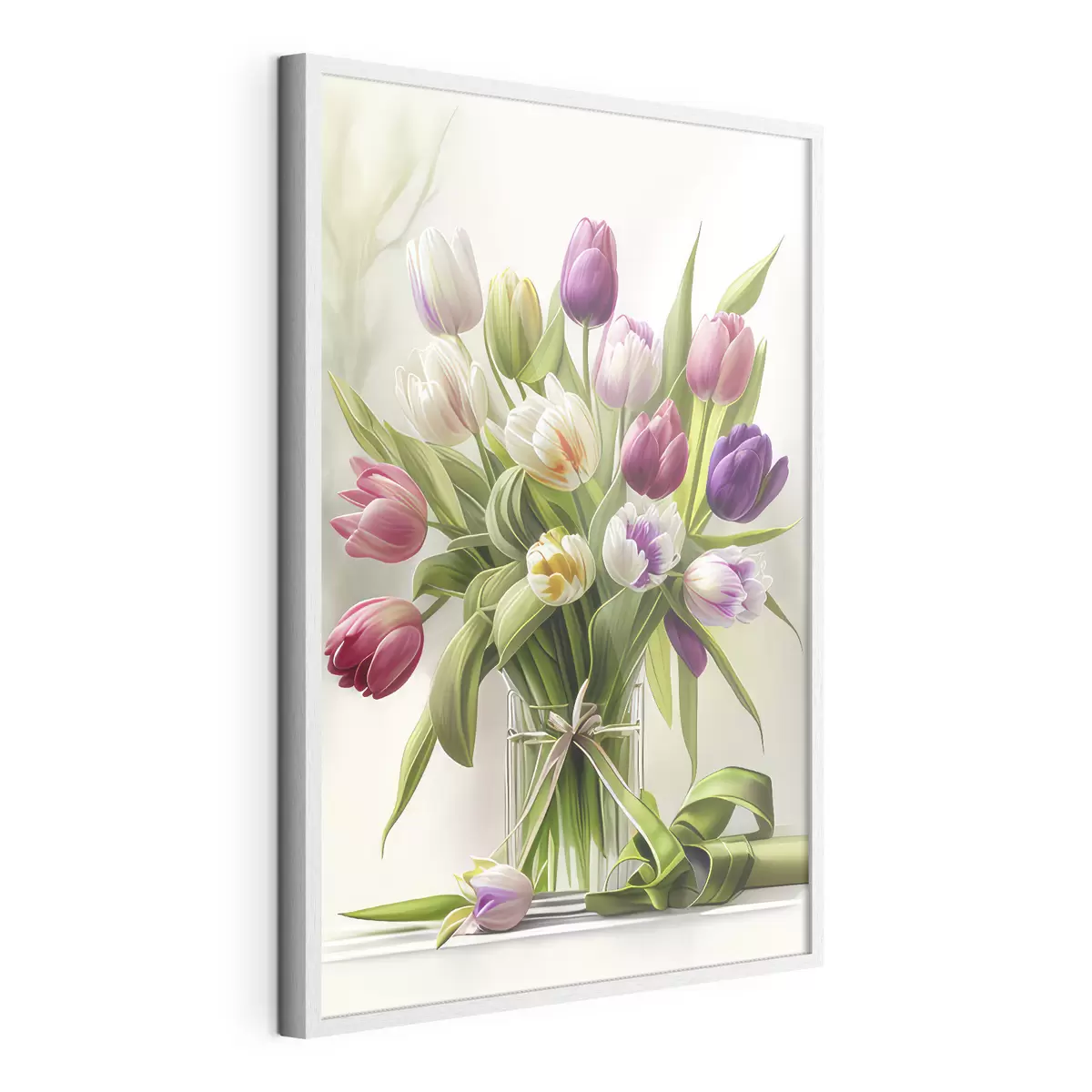 Poster Tulipanes de colores en un jarrón de cristal f31219