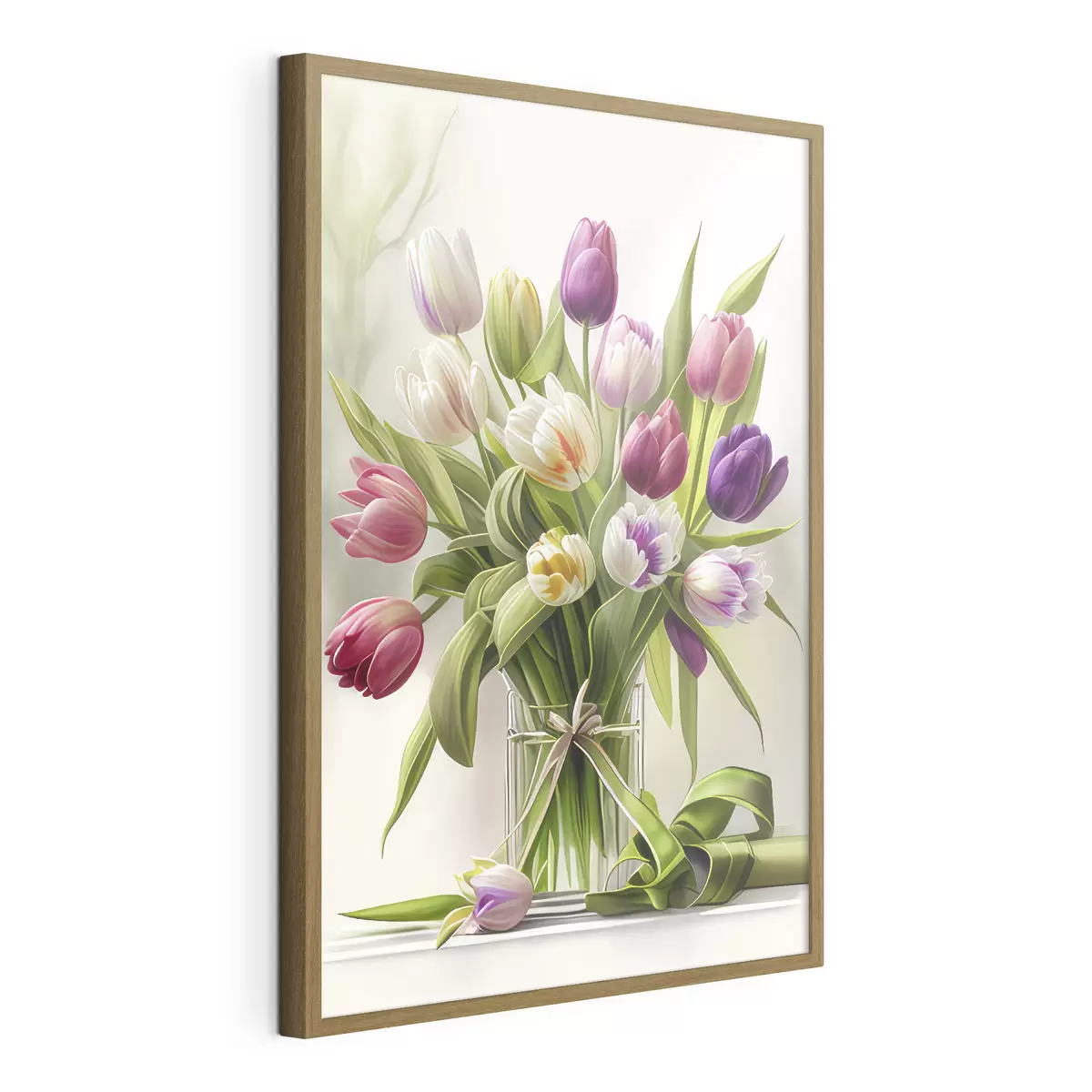 Poster Tulipanes de colores en un jarrón de cristal f31219