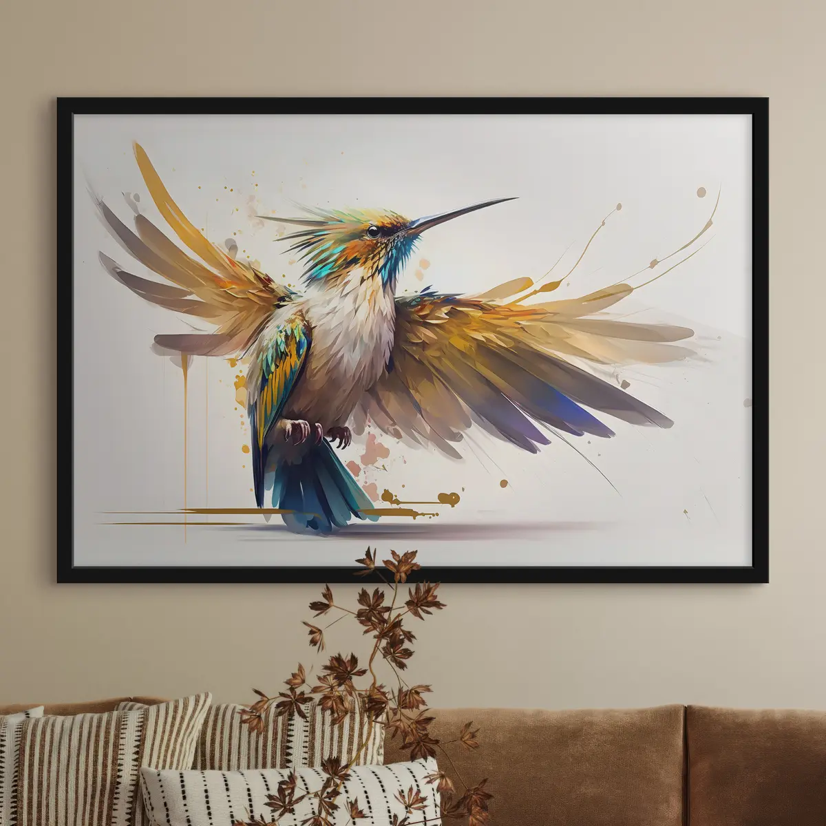 Poster Pájaro vibrante en dinámica pose de vuelo f33552