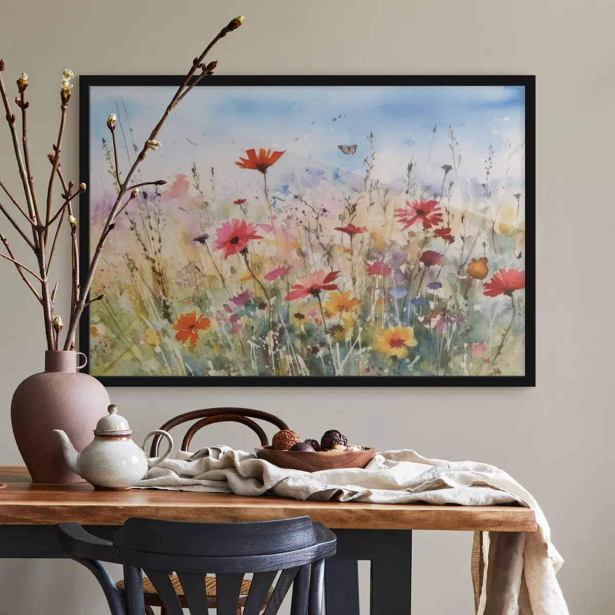 Poster Coloridas flores silvestres en un prado soleado f33668