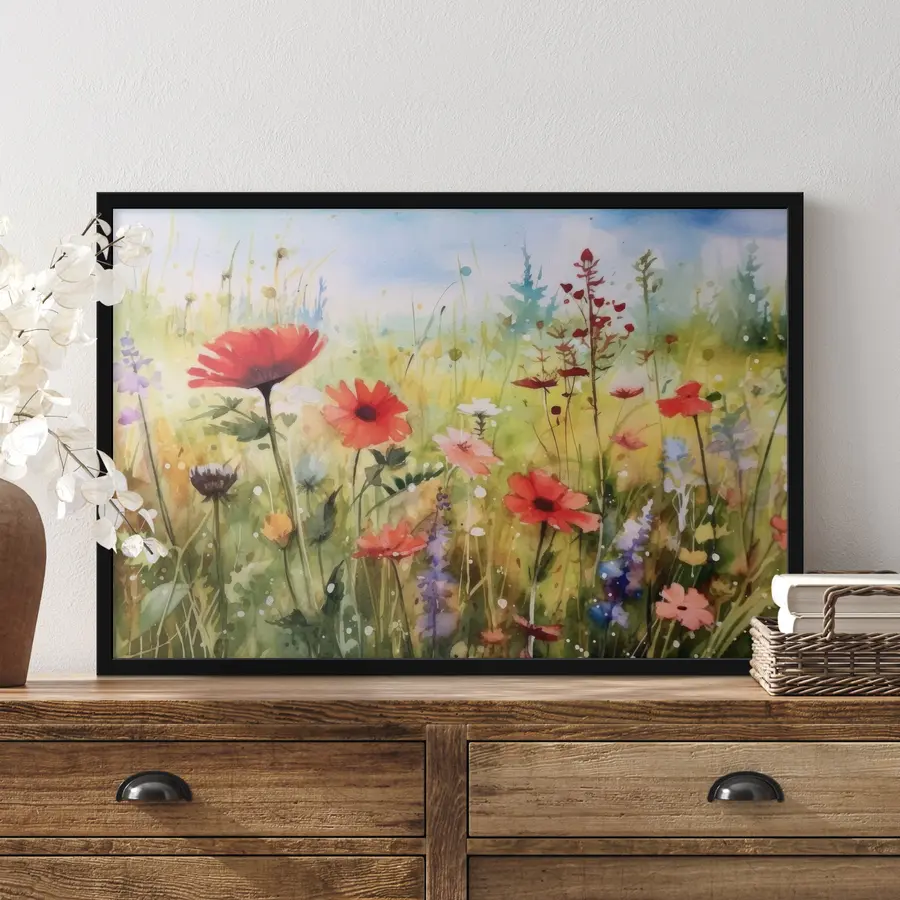 murales de pared Flores vibrantes en un prado soleado f33680