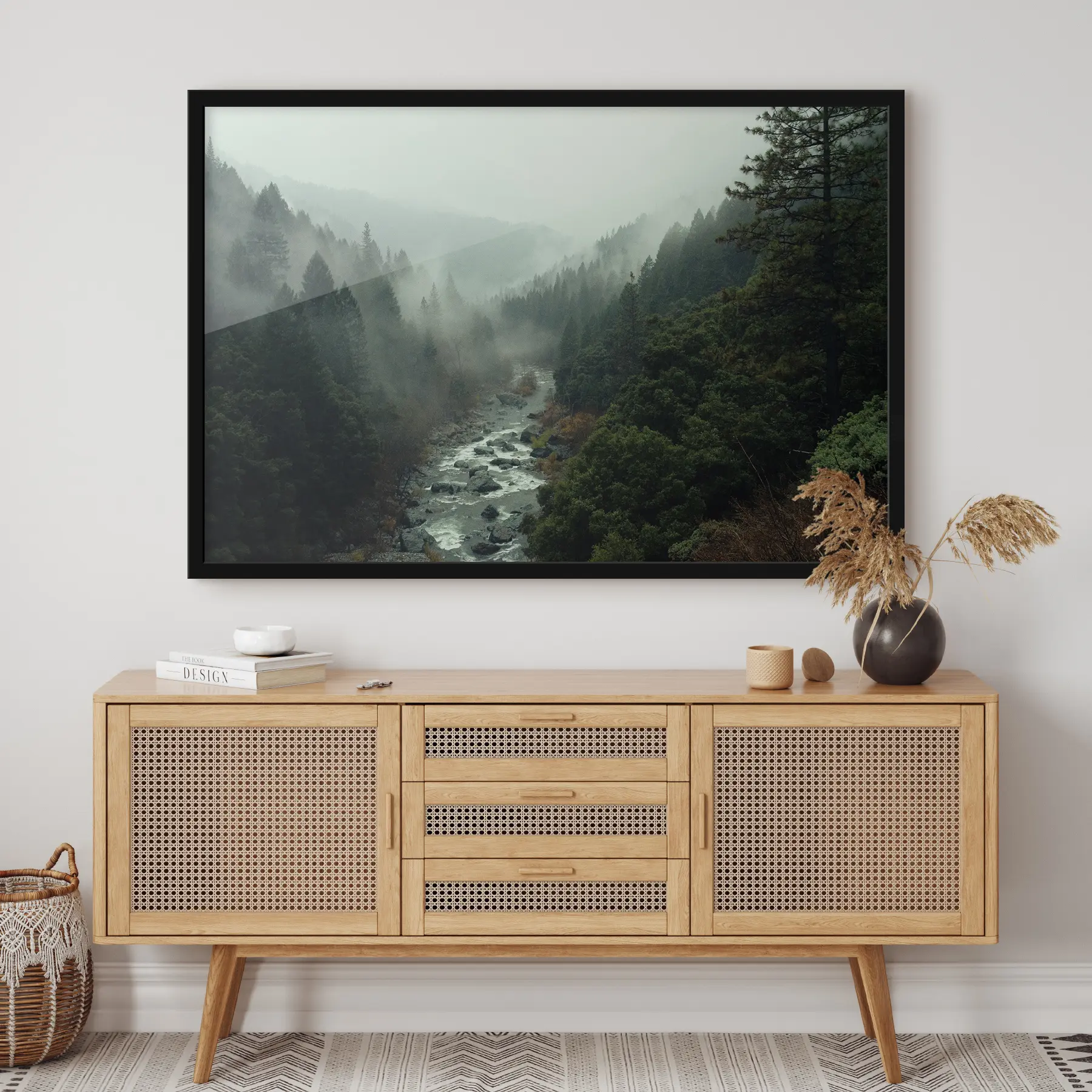 murales de pared Bosque brumoso junto al río f33760