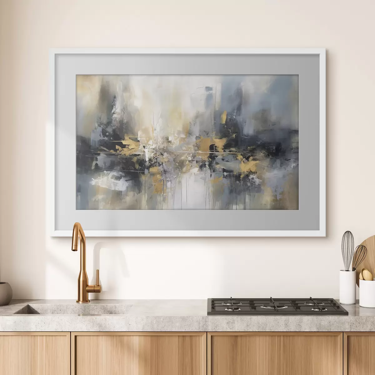 Poster Ciudad en azul y ocre f34183