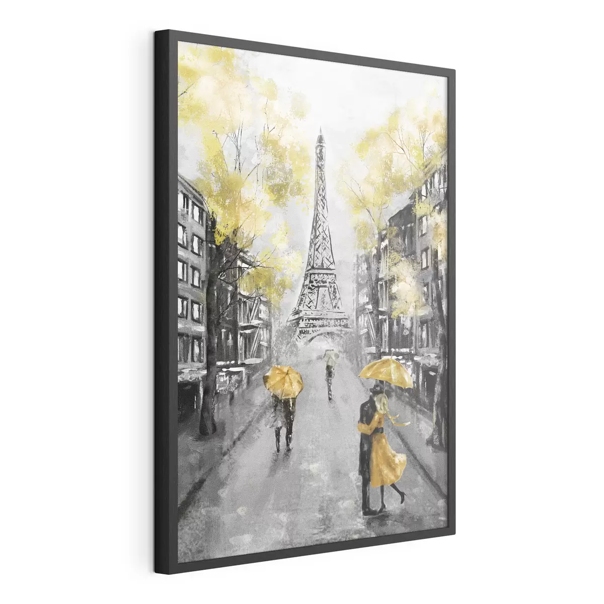 Poster París bajo paraguas amarillos f34592