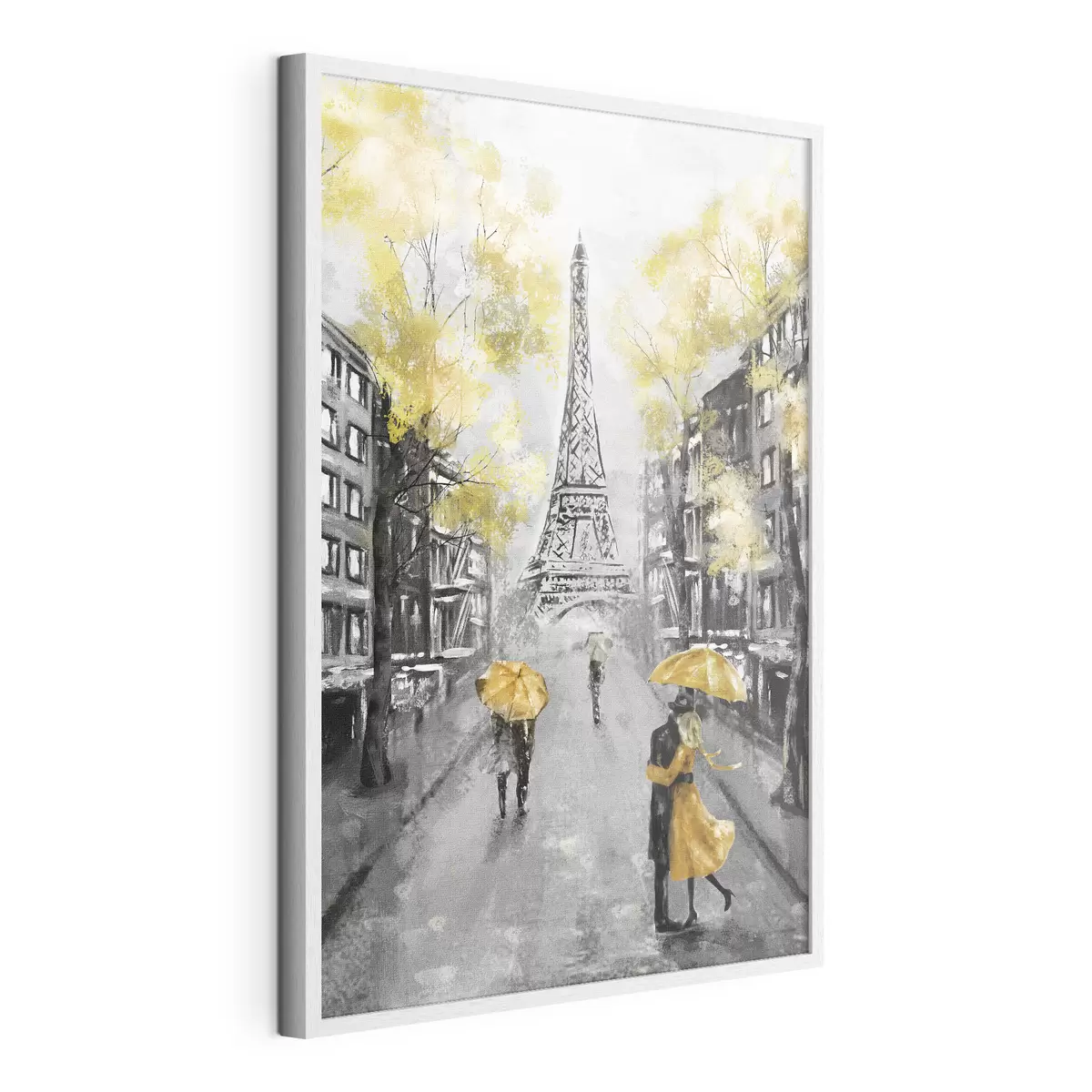 Poster París bajo paraguas amarillos f34592