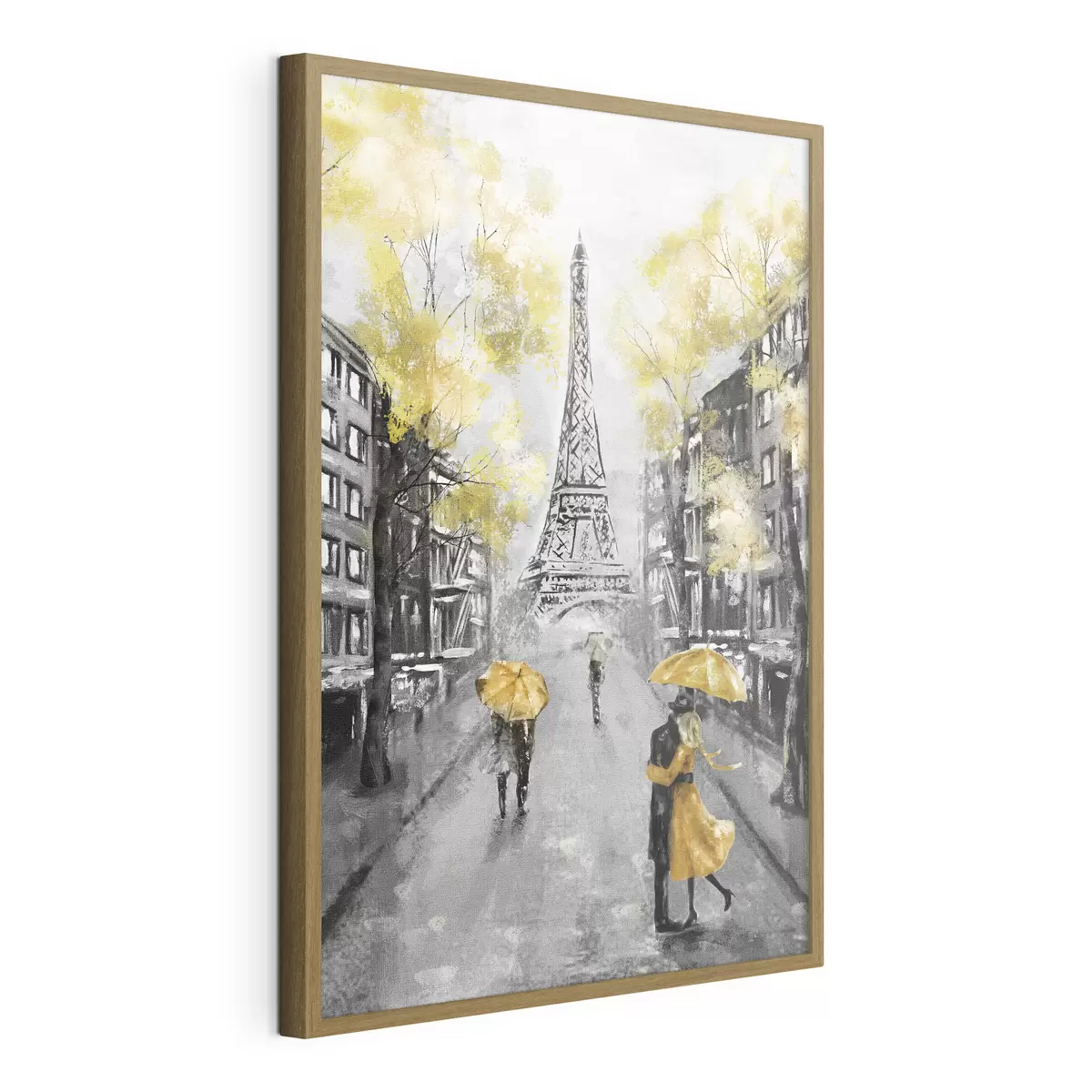 Poster París bajo paraguas amarillos f34592