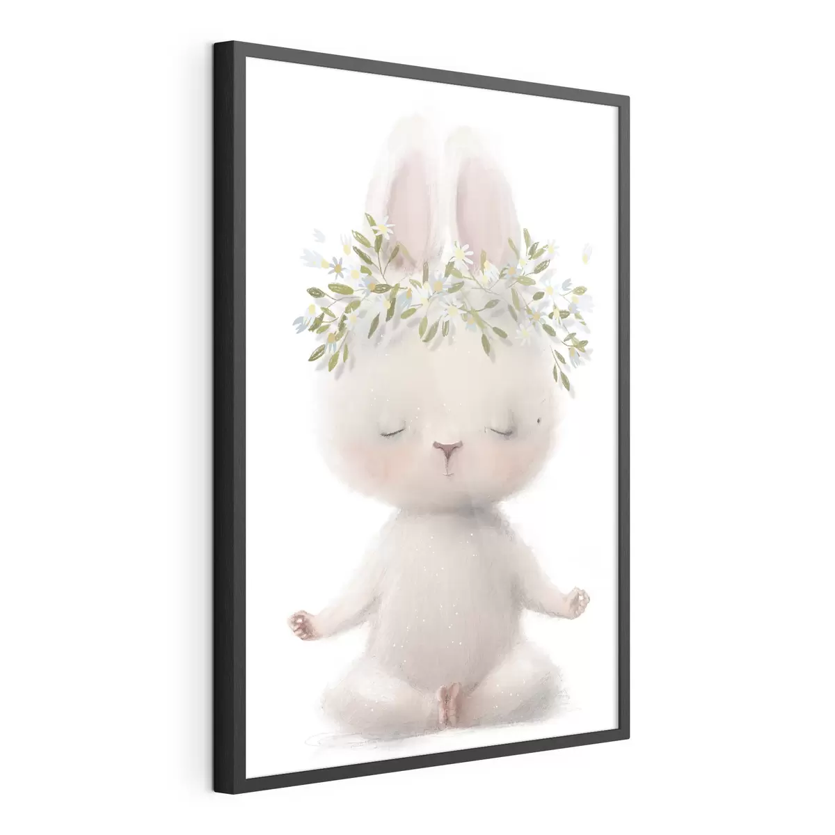Poster Conejito meditabundo con corona floral f35005