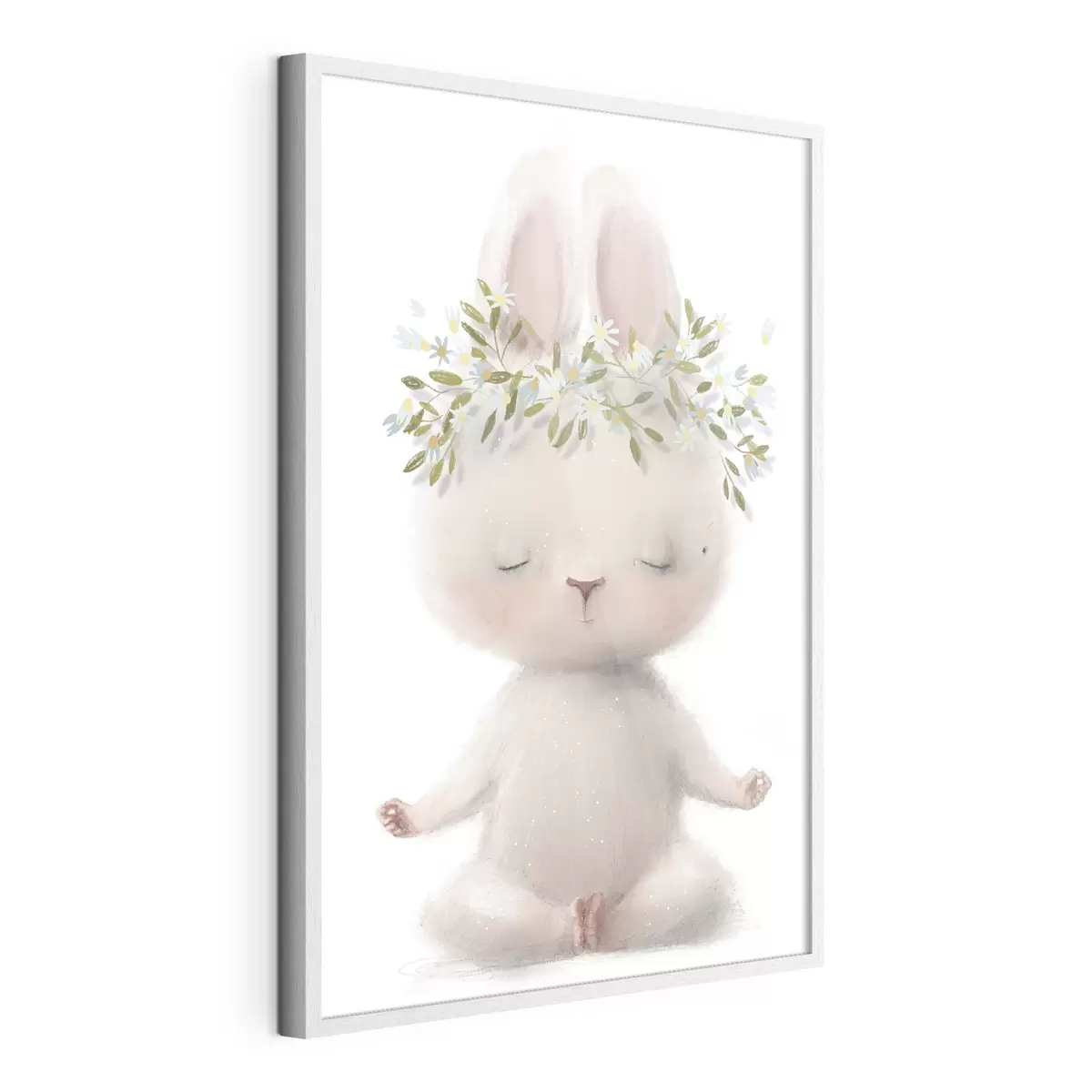 Poster Conejito meditabundo con corona floral f35005