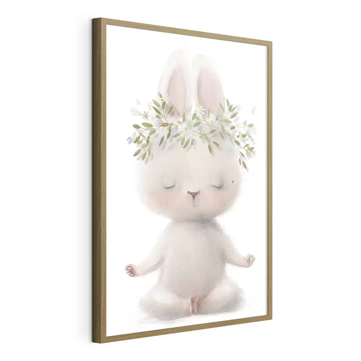 Poster Conejito meditabundo con corona floral f35005