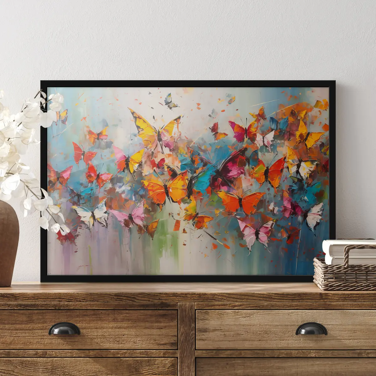 Poster Vibrante danza de coloridas mariposas f35376