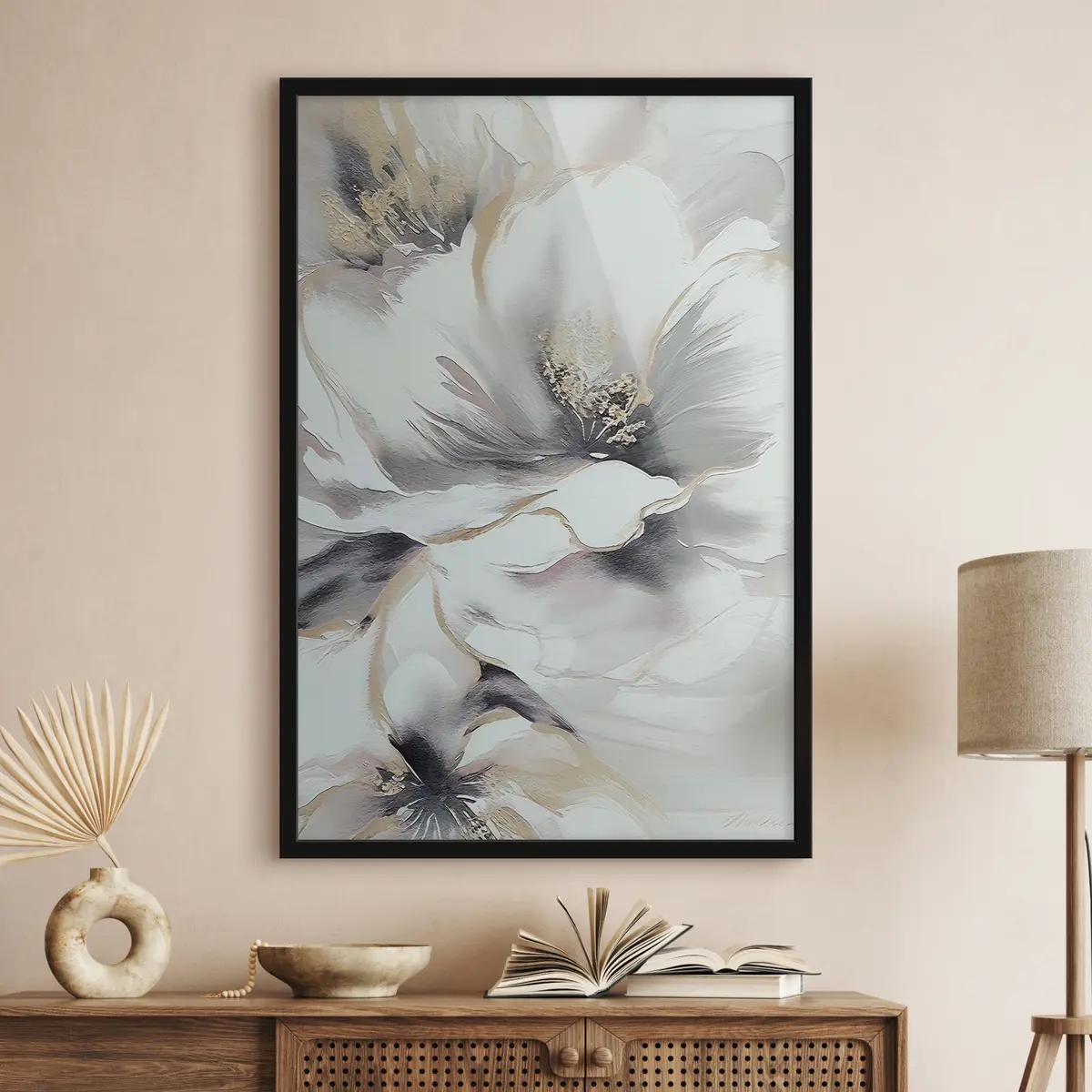 Poster Elegante arte floral en tonos suaves f35428