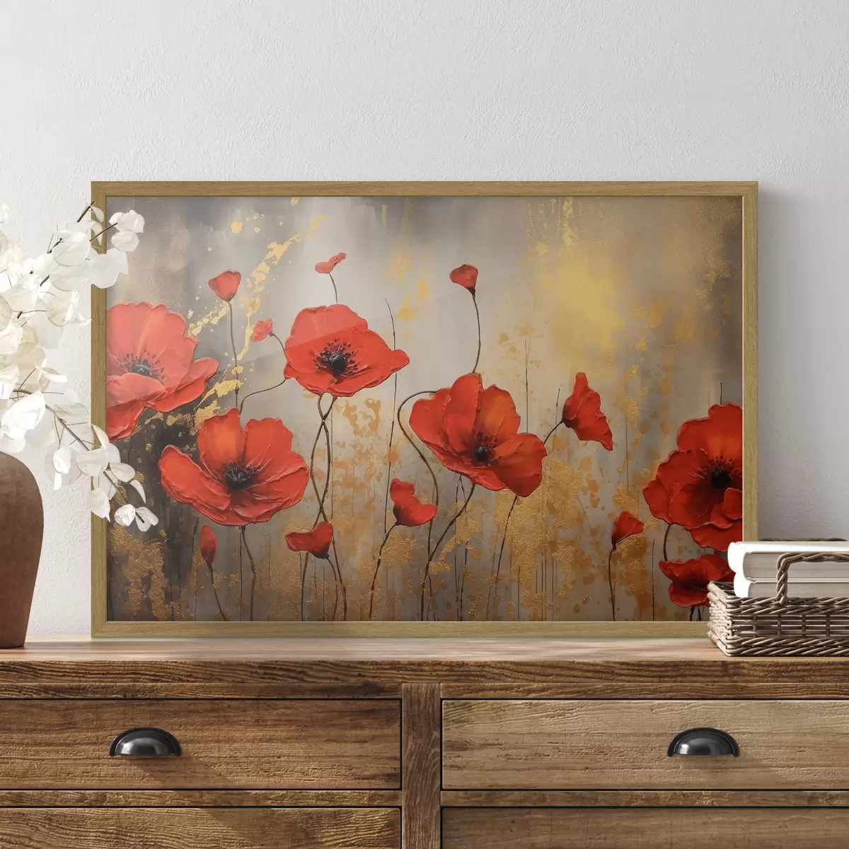 Poster Vibrantes amapolas en artística floración f35515