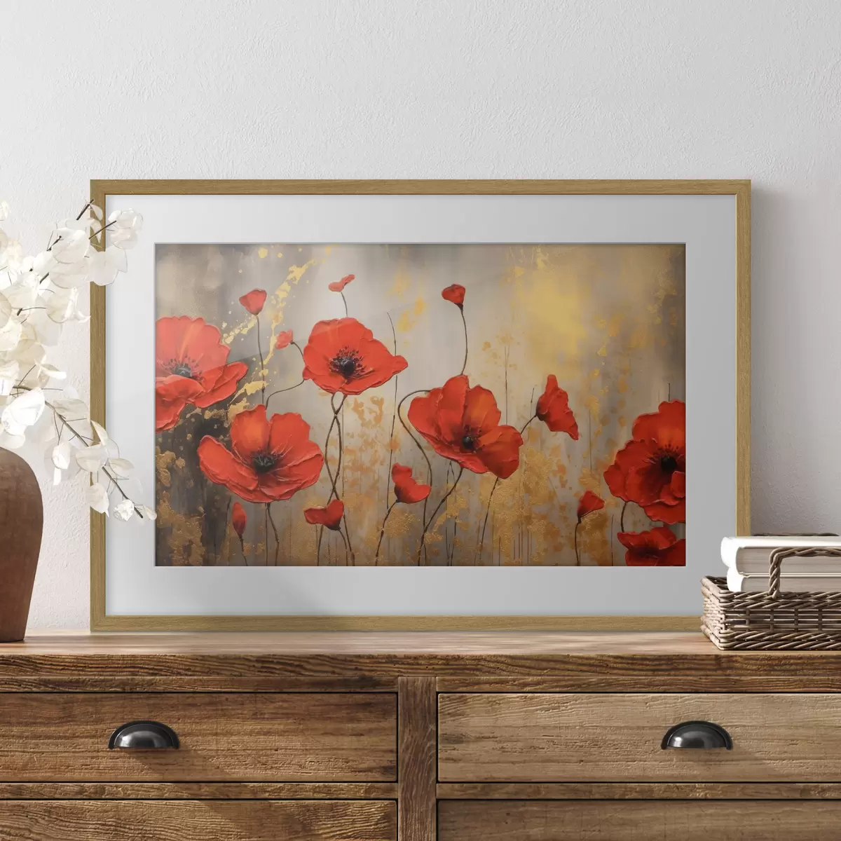 Poster Vibrantes amapolas en artística floración f35515
