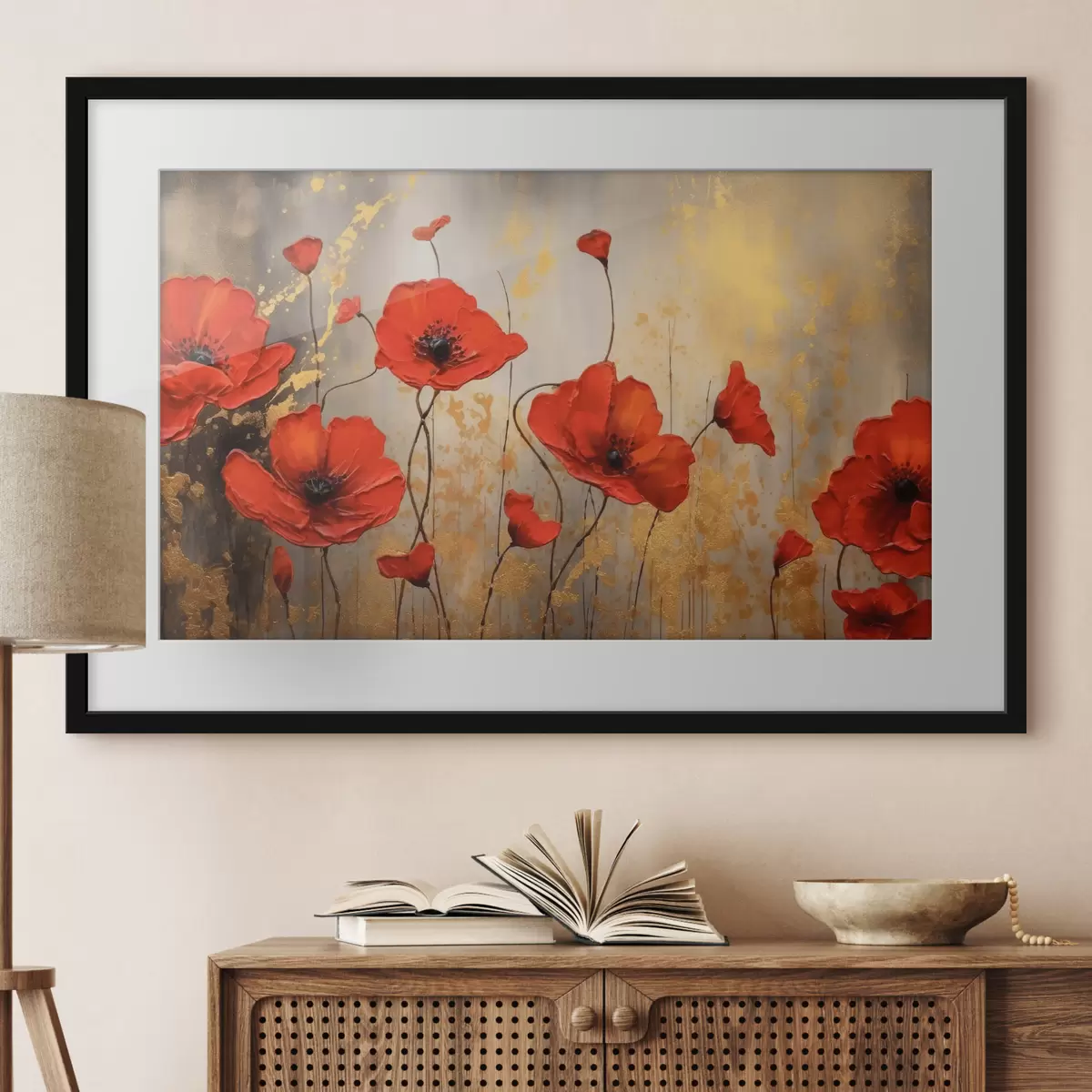 Poster Vibrantes amapolas en artística floración f35515