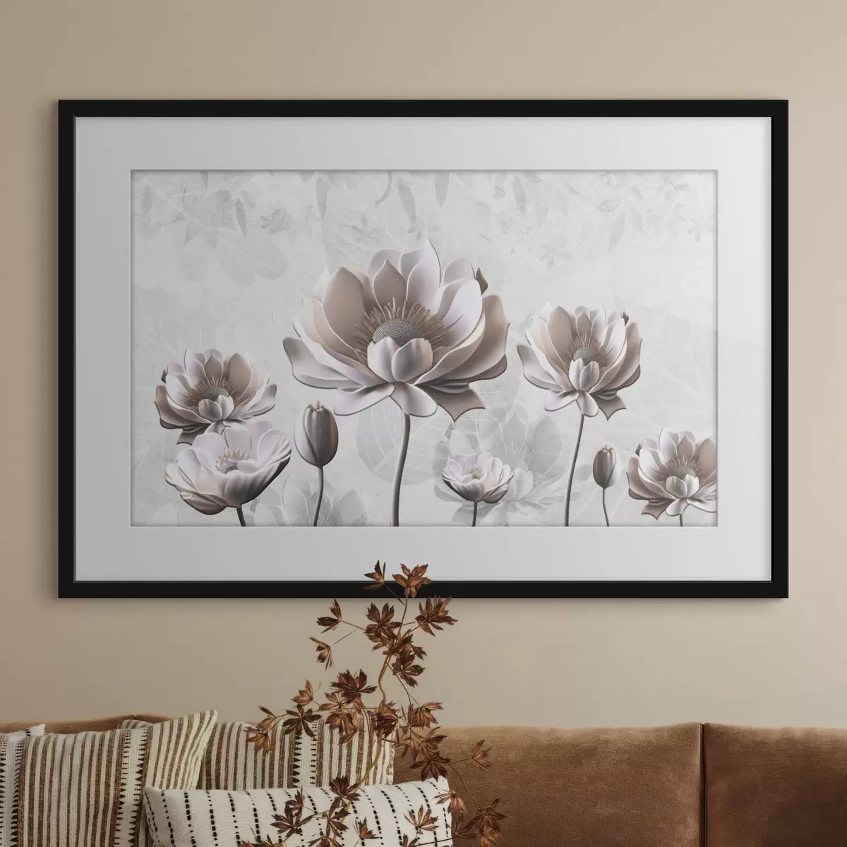 Poster Elegantes flores sobre un fondo sereno f35736