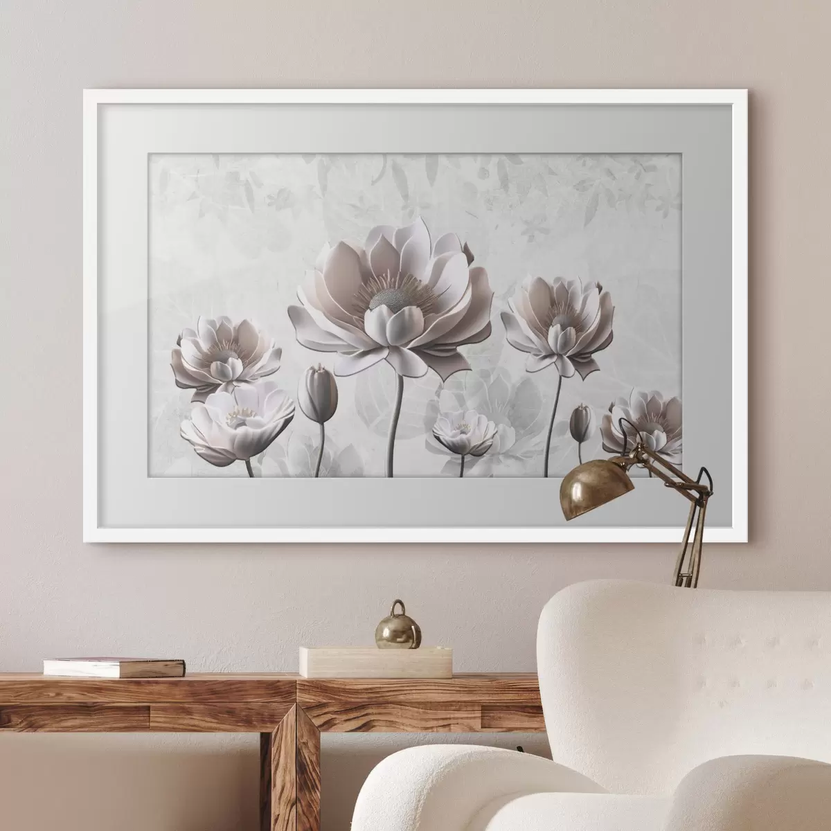 Poster Elegantes flores sobre un fondo sereno f35736
