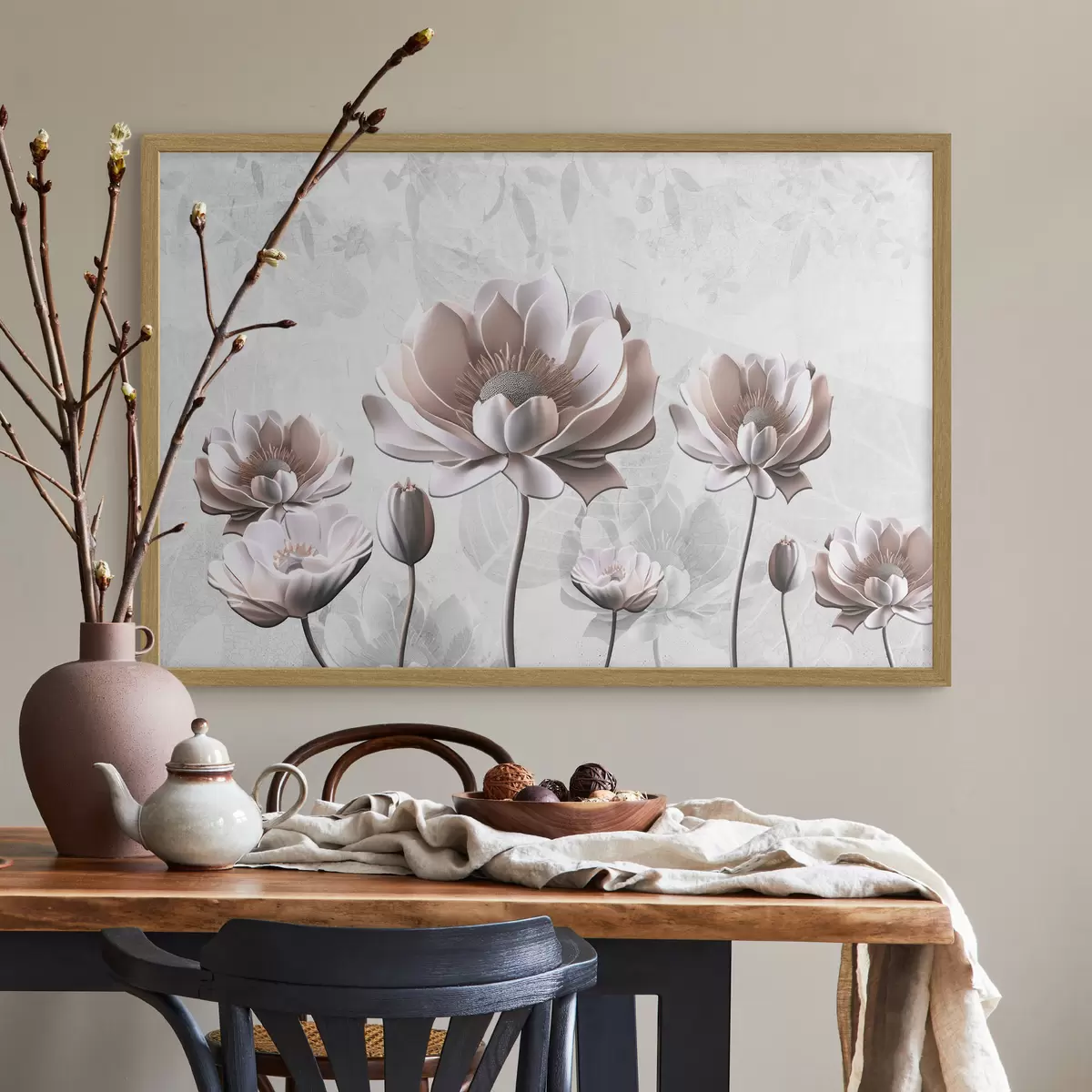 Poster Elegantes flores sobre un fondo sereno f35736