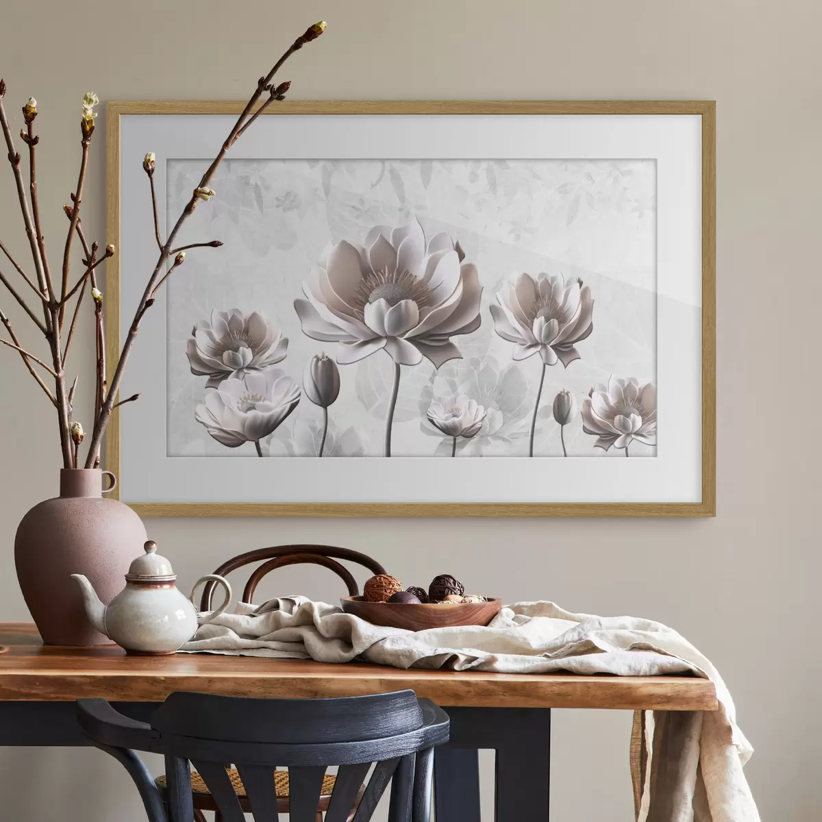 Poster Elegantes flores sobre un fondo sereno f35736