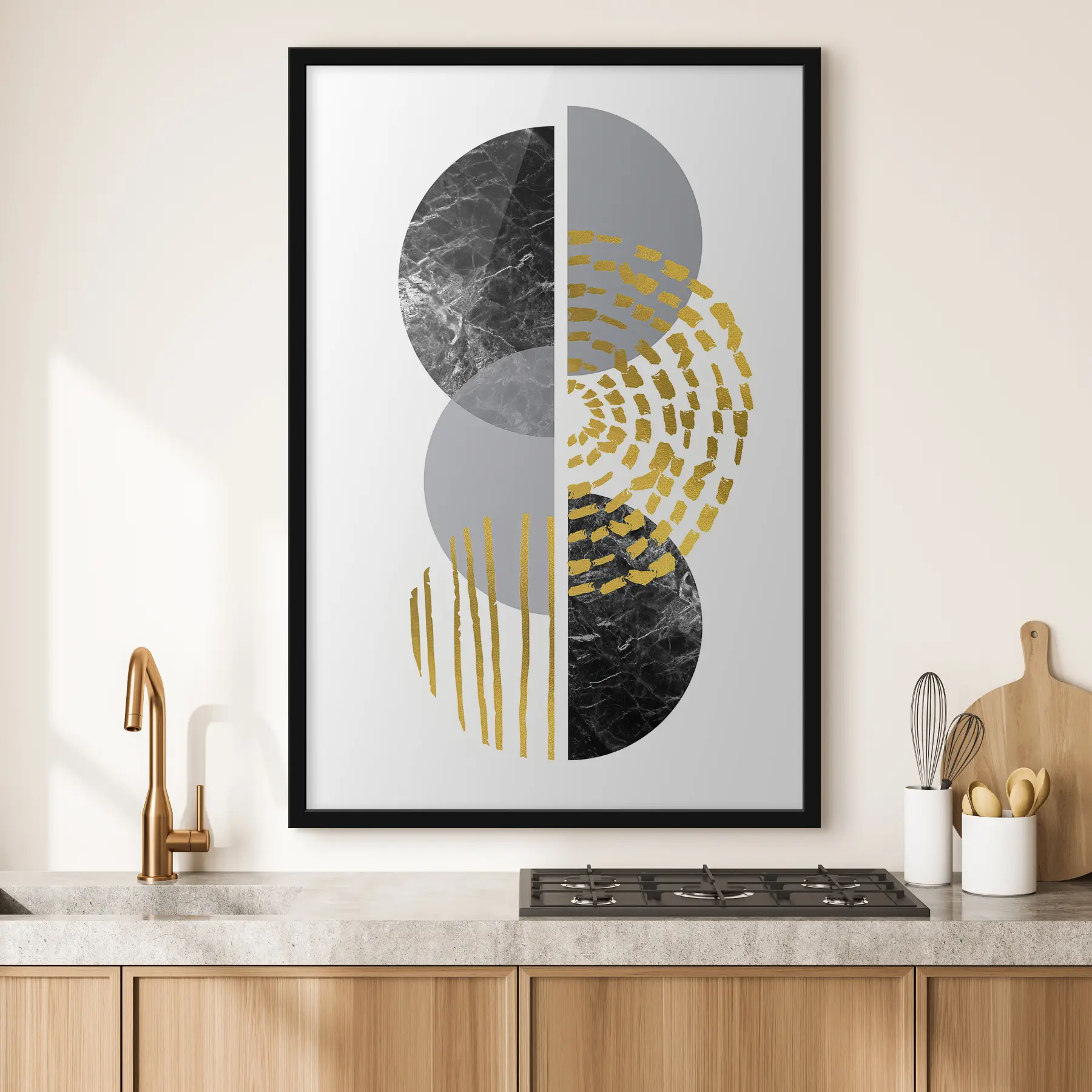 murales de pared Diseño abstracto con contrastes de texturas y formas f35942