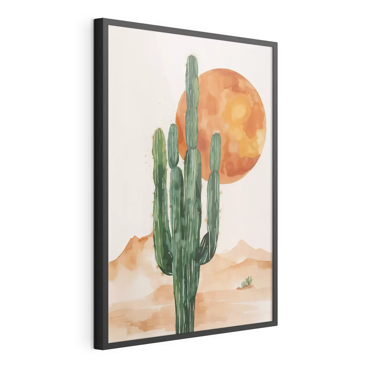 Poster Silueta de cactus contra una vibrante puesta de sol f36269