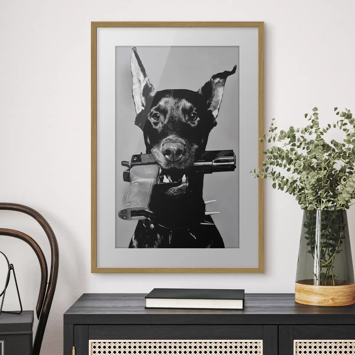 Poster Dóberman en blanco y negro f36177