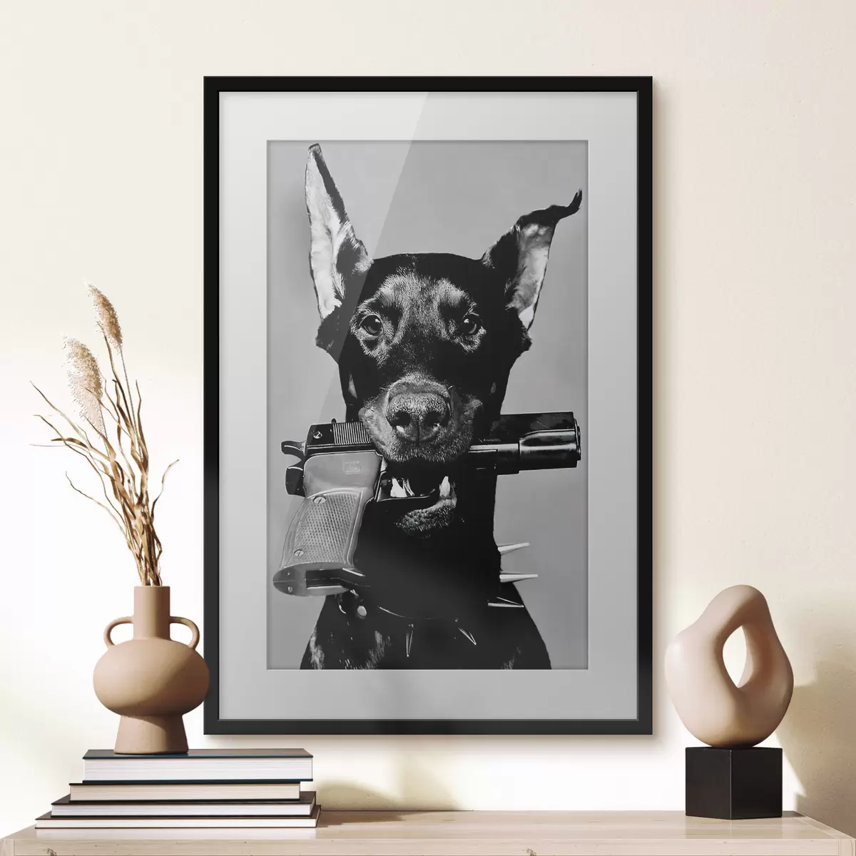 Poster Dóberman en blanco y negro f36177