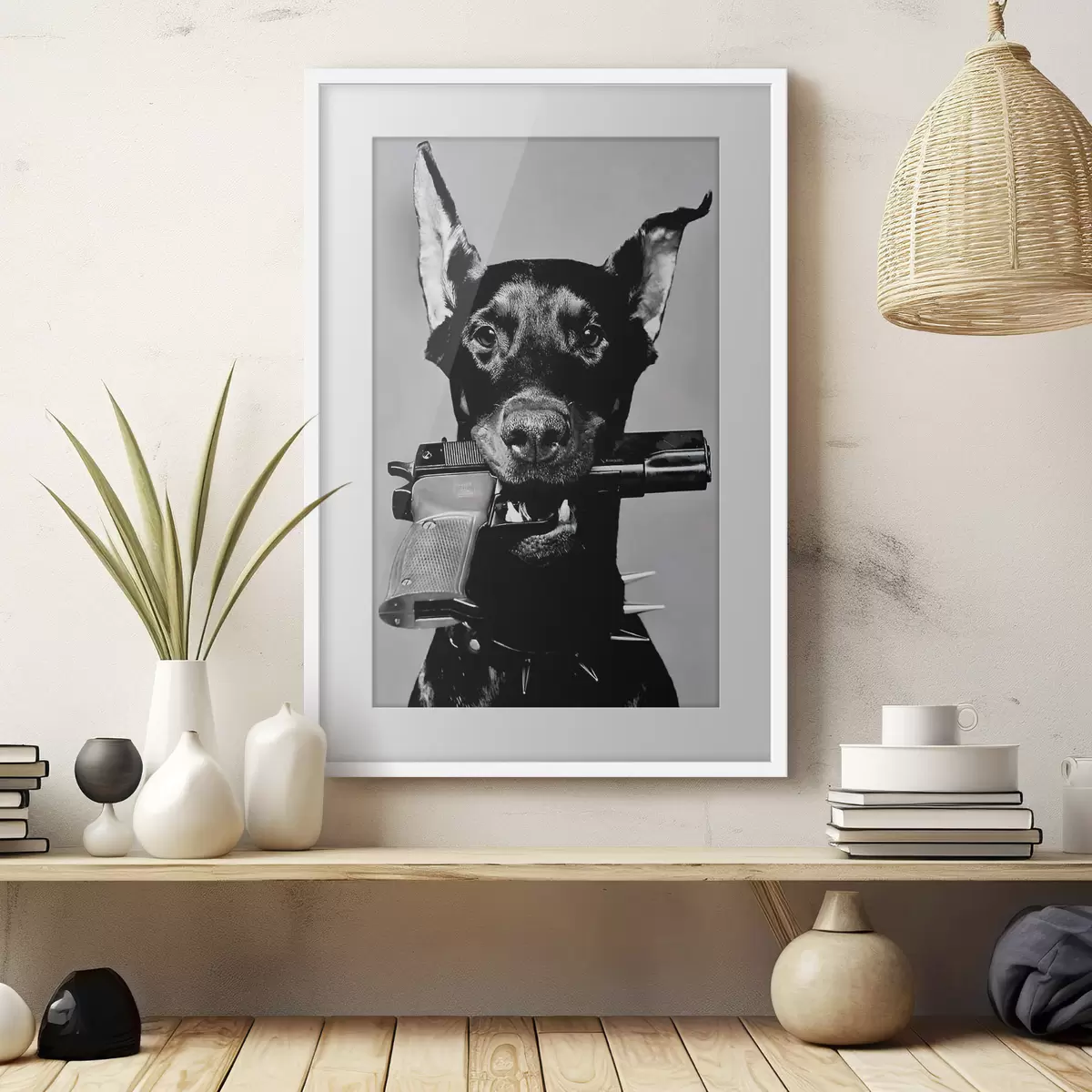 Poster Dóberman en blanco y negro f36177