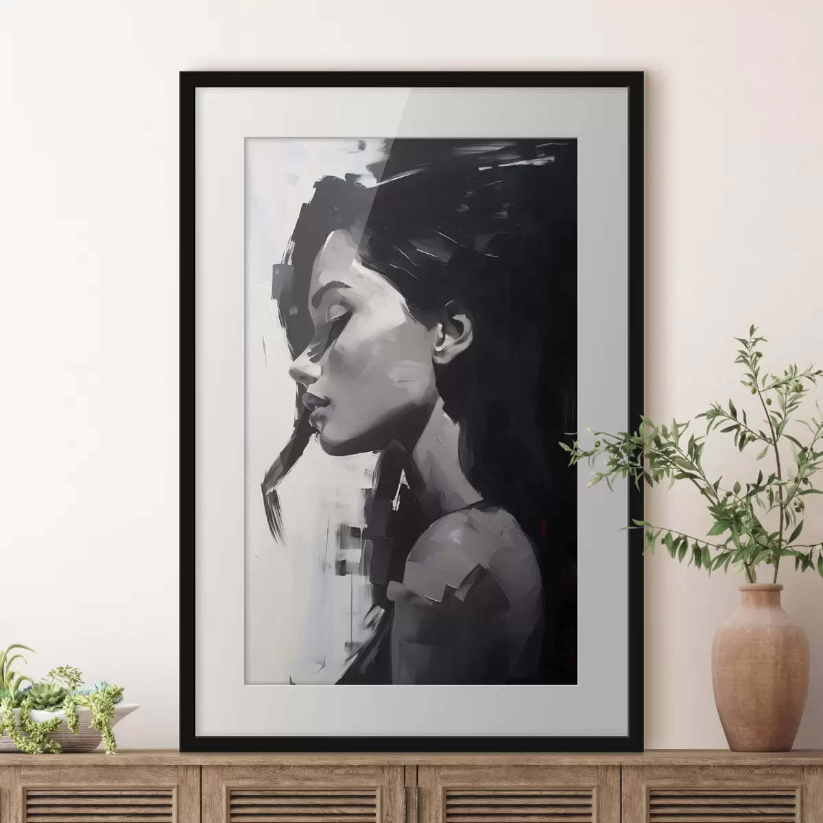 Poster Elegancia monocromática en vista de perfil f36158