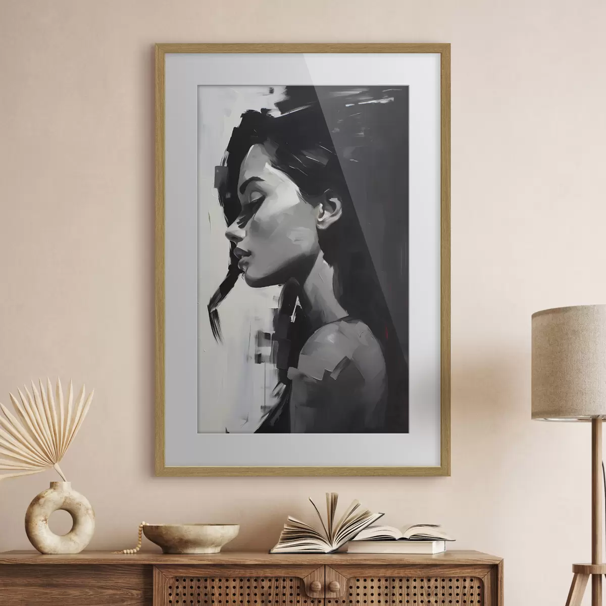 Poster Elegancia monocromática en vista de perfil f36158