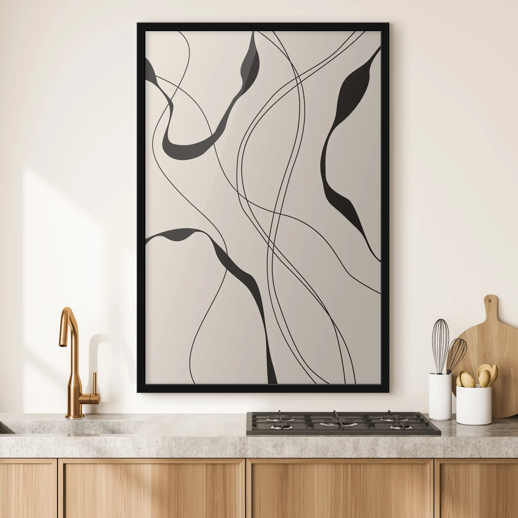 murales de pared Líneas fluidas sobre un fondo suave f36043