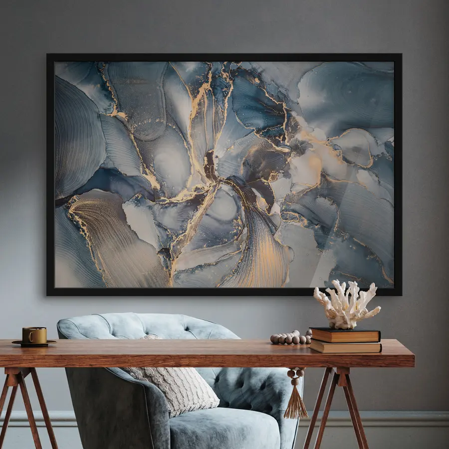 murales de pared Elegantes remolinos de azul y beige f36042