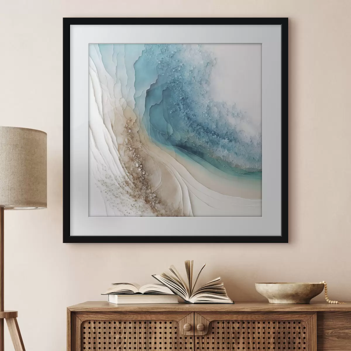 Poster Las olas serenas se encuentran con las suaves costas f36029
