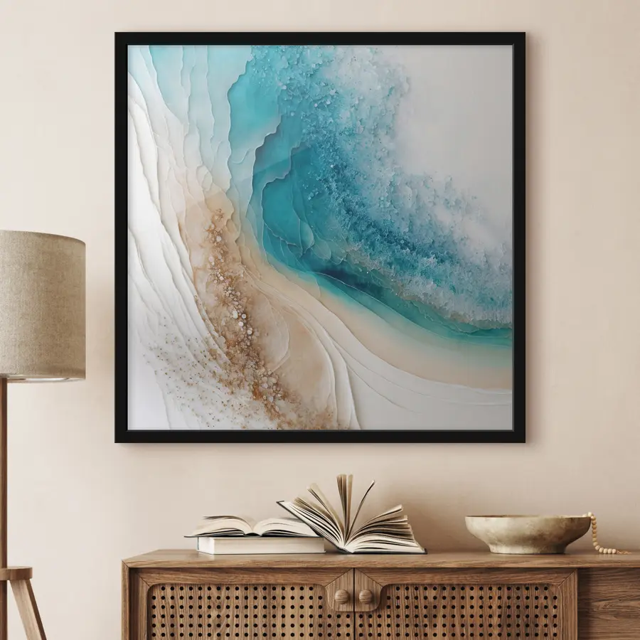 murales de pared Las olas serenas se encuentran con las suaves costas. f36029