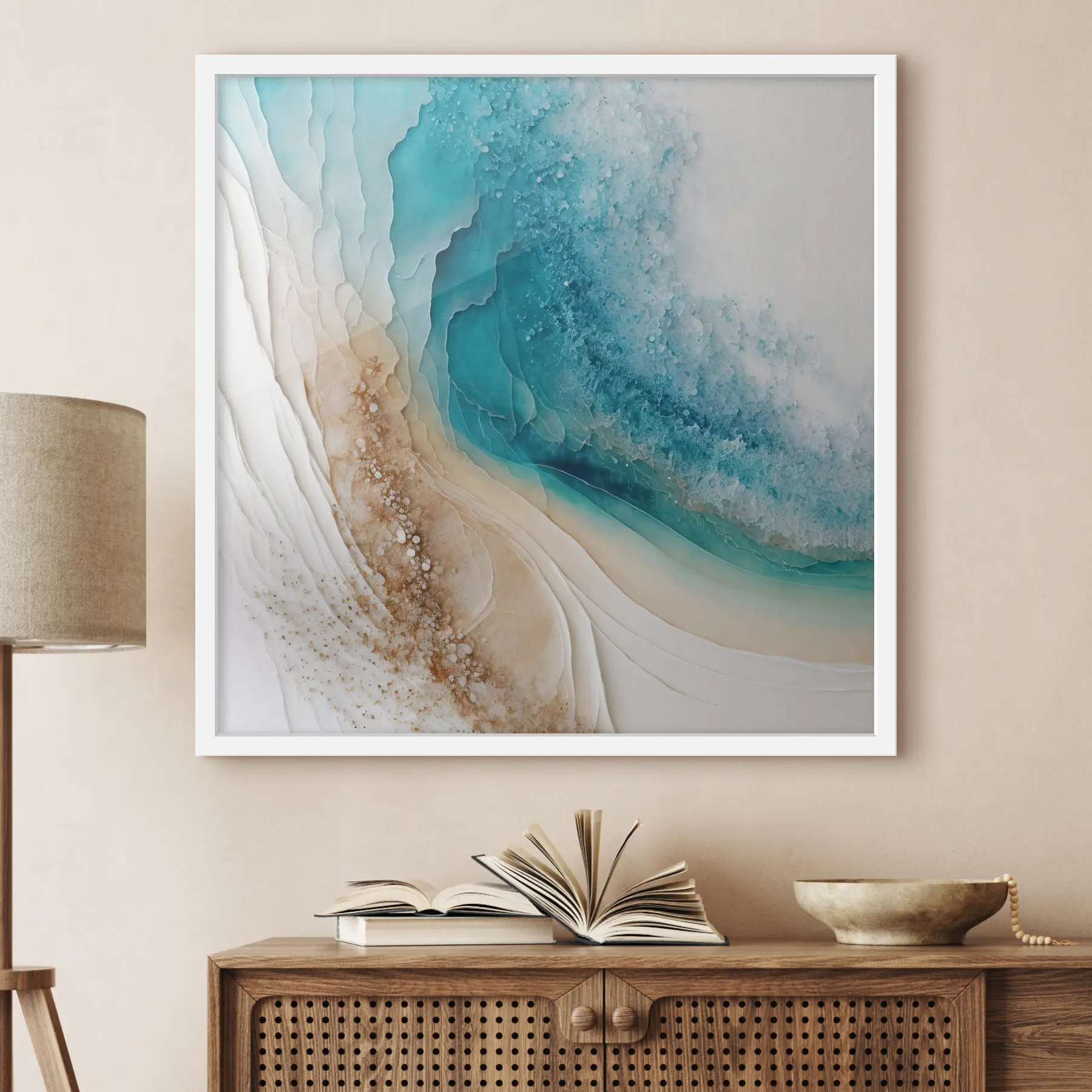 murales de pared Las olas serenas se encuentran con las suaves costas f36029