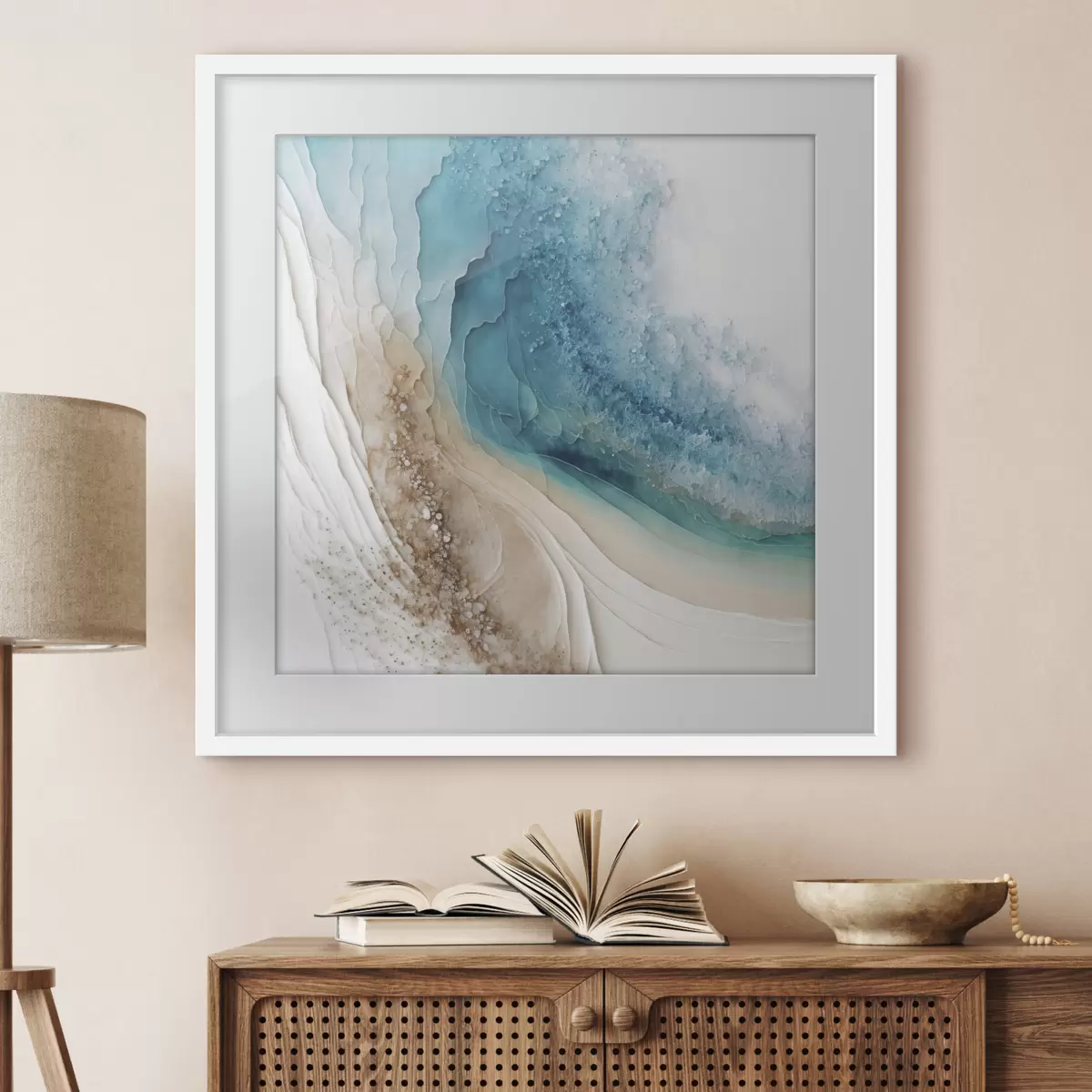 Poster Las olas serenas se encuentran con las suaves costas f36029