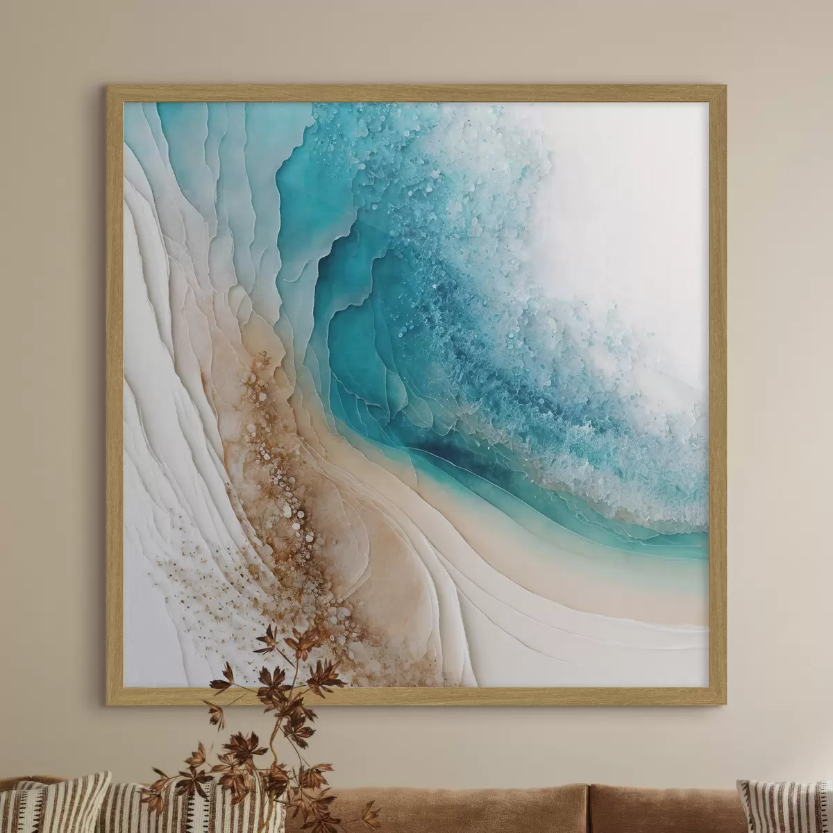 Poster Las olas serenas se encuentran con las suaves costas f36029