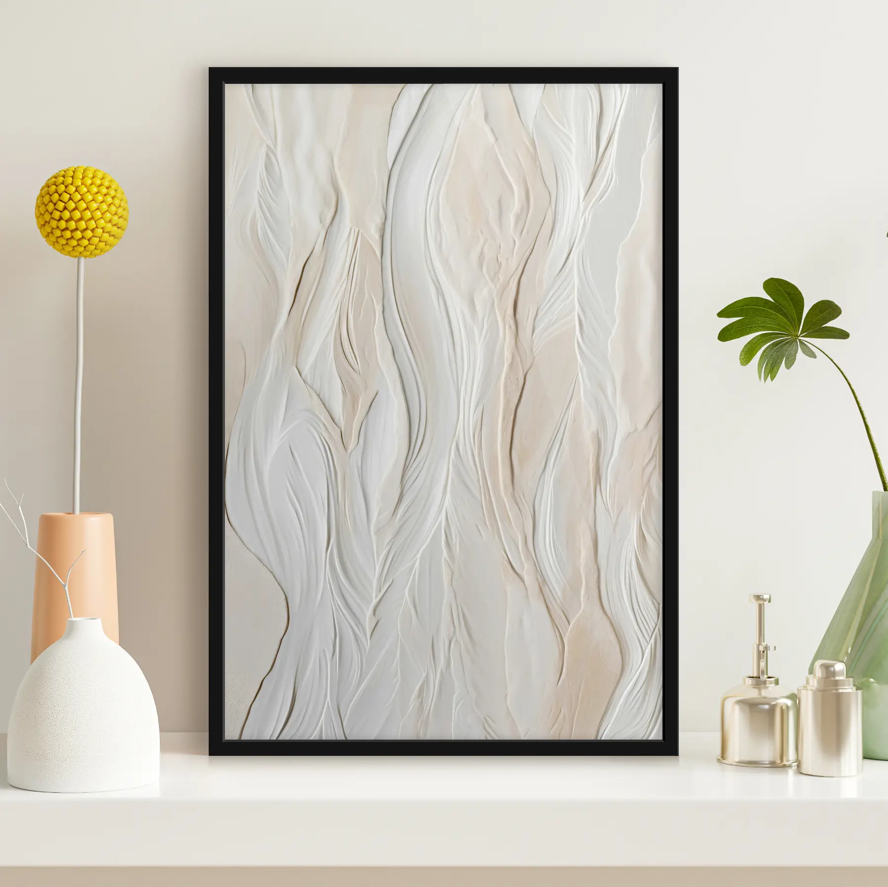 murales de pared Ondas texturizadas en tonos suaves y neutros f36027