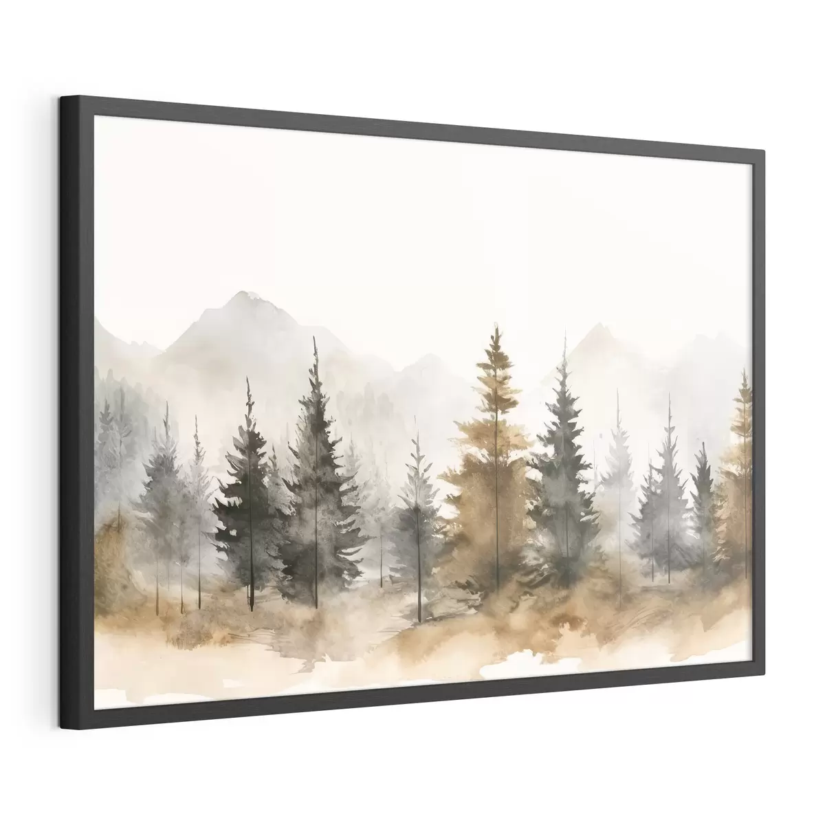 Poster Tranquilo paisaje forestal en tonos suaves f36010