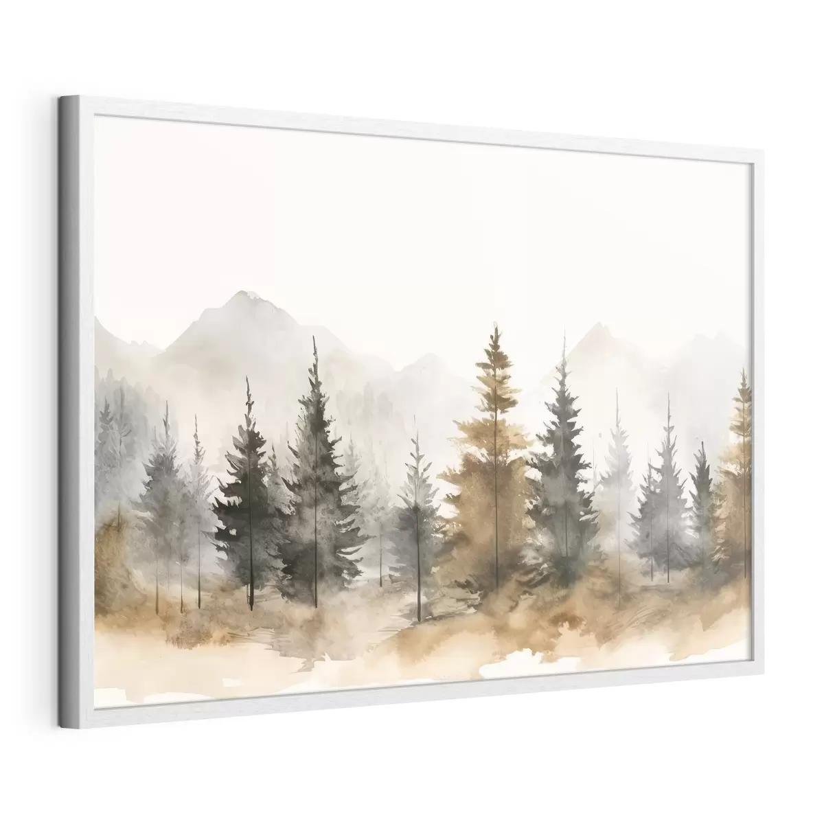 Poster Tranquilo paisaje forestal en tonos suaves f36010