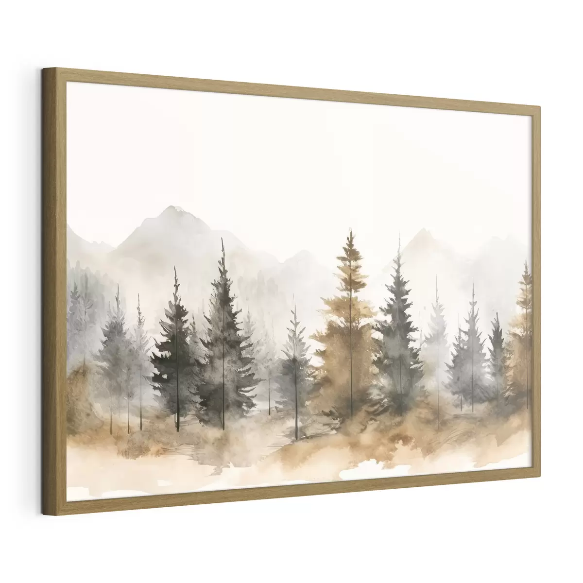 Poster Tranquilo paisaje forestal en tonos suaves f36010