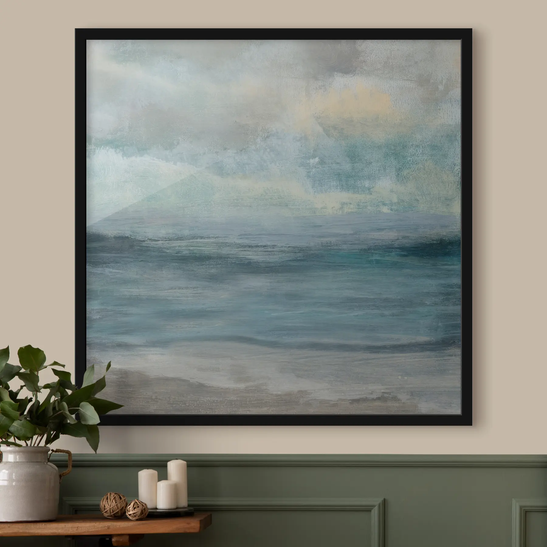 murales de pared Olas serenas bajo un cielo nublado f35720