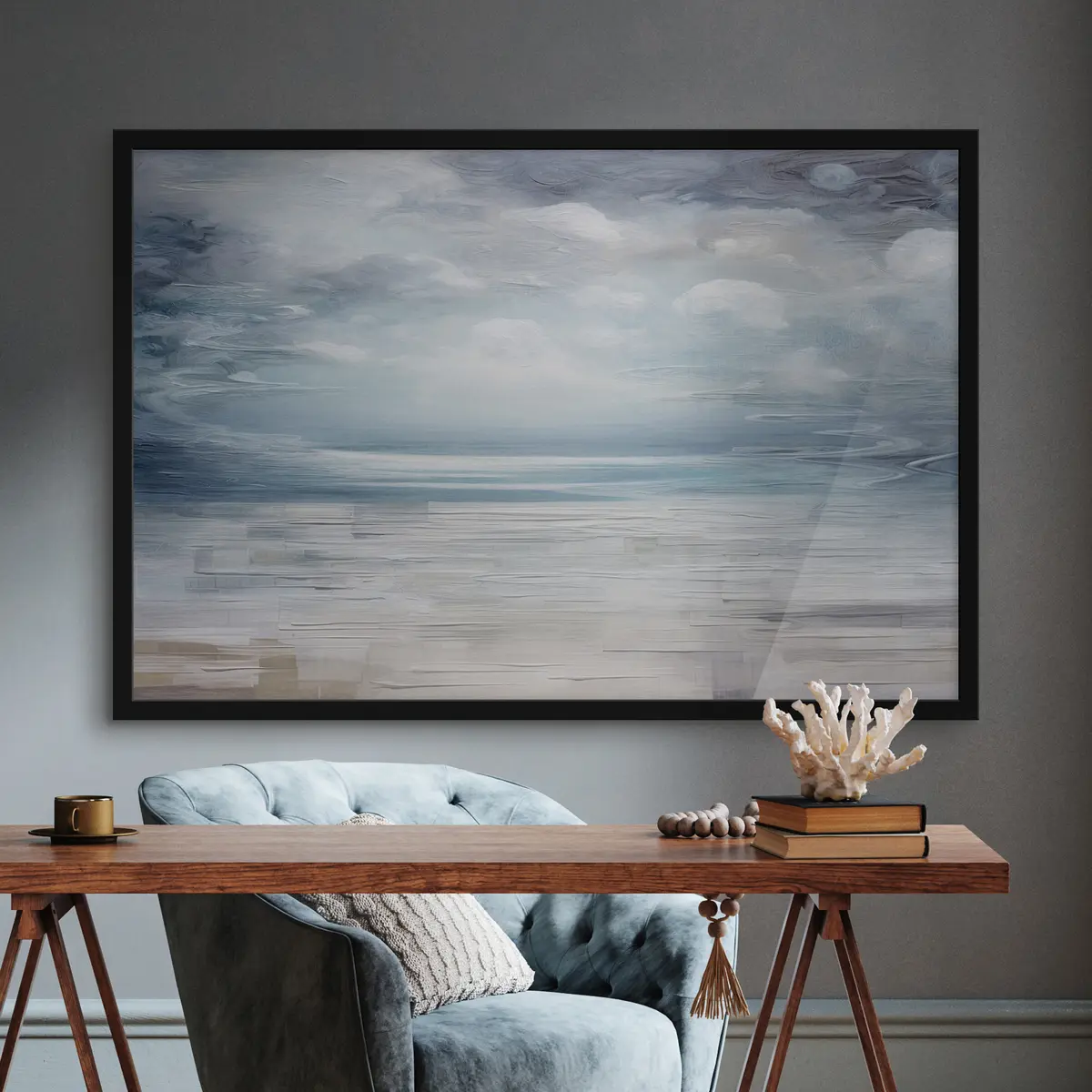 Poster Aguas tranquilas bajo un cielo nublado f35715