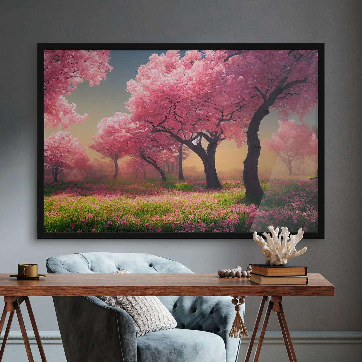 Poster Árboles en flor con vibrantes colores primaverales f35703