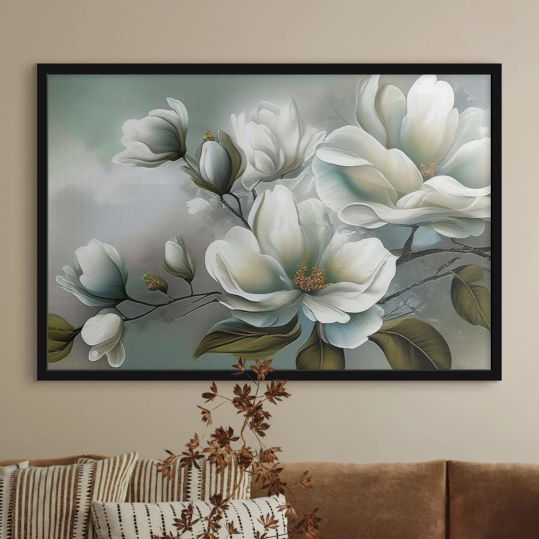 murales de pared Flores delicadas en tonos suaves f35494