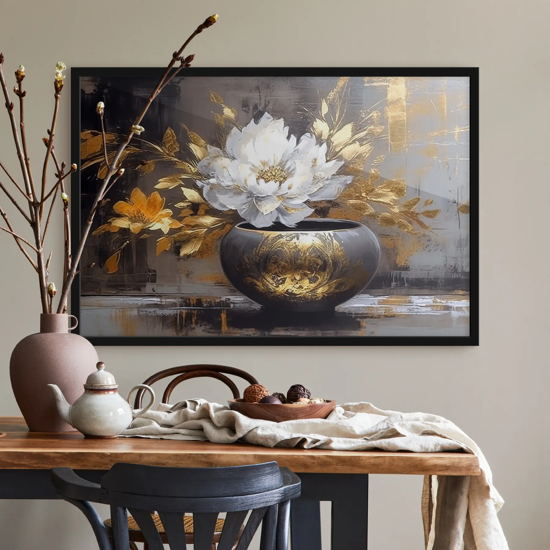 murales de pared Elegante jarrón con flores en flor f35388