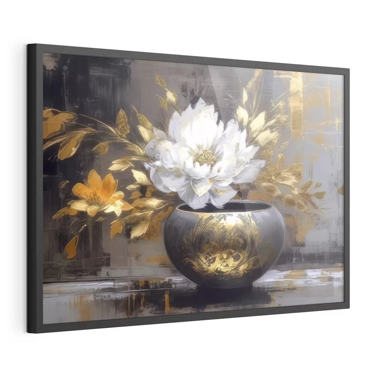 Poster Flor blanca en jarrón oscuro f35388