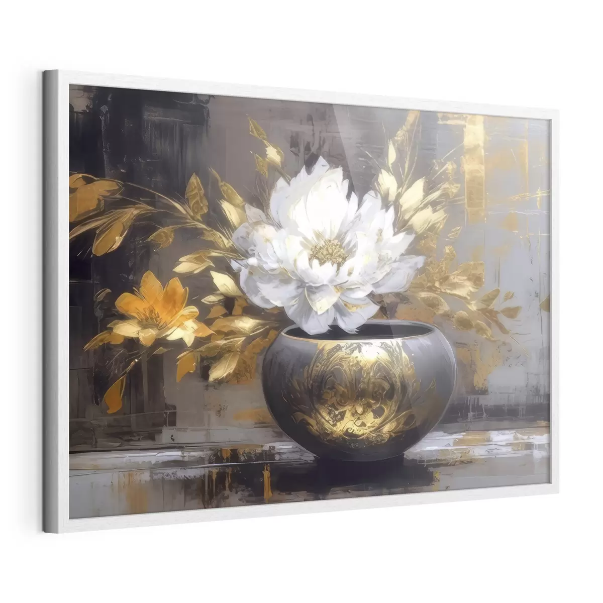 Poster Flor blanca en jarrón oscuro f35388