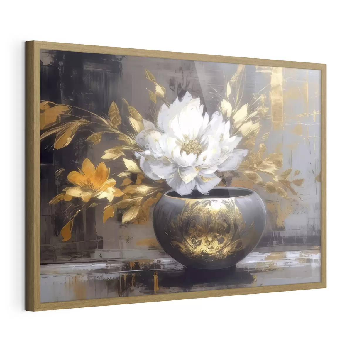 Poster Flor blanca en jarrón oscuro f35388
